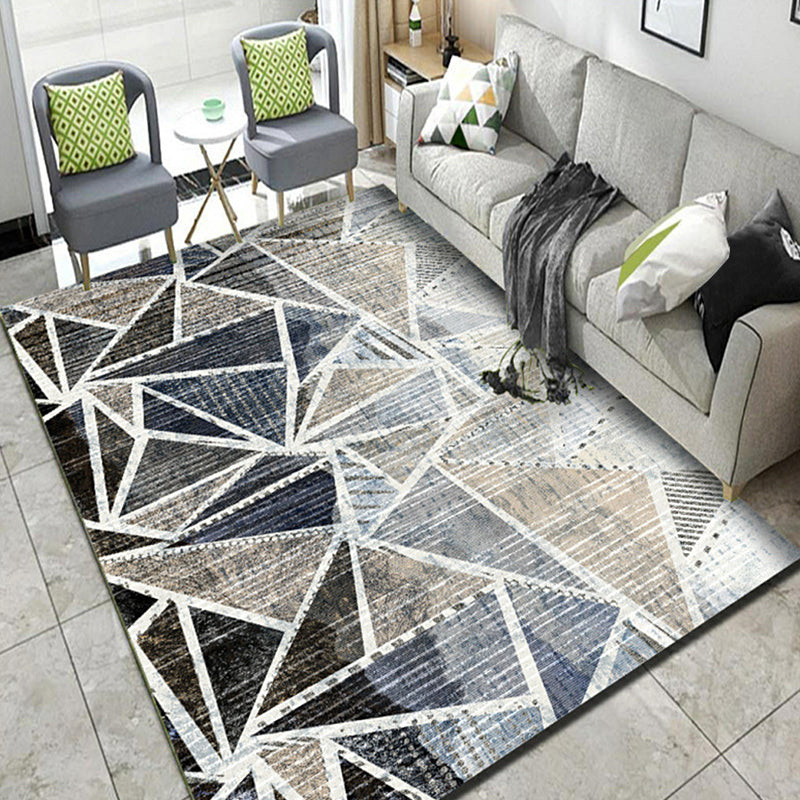 Stylish Modern Rug Multicolor Geometric Pattern Rug Pet Friendly Anti-Slip Washable Area Rug for Living Room