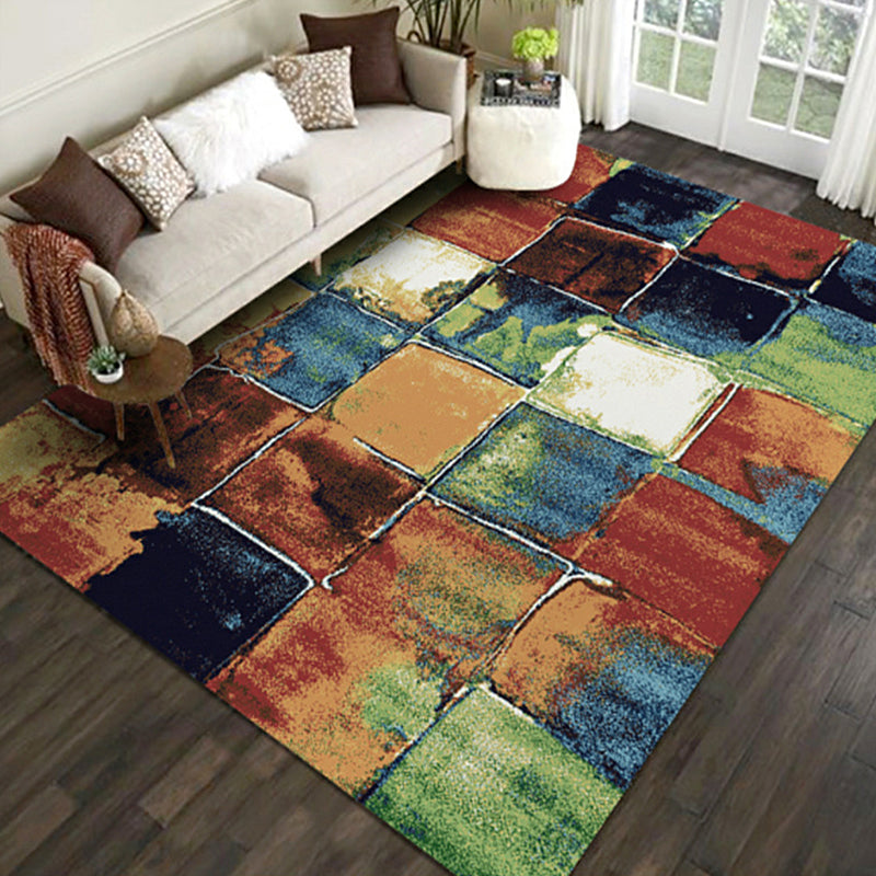 Stylish Modern Rug Multicolor Geometric Pattern Rug Pet Friendly Anti-Slip Washable Area Rug for Living Room