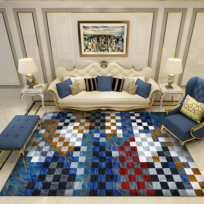 Stylish Modern Rug Multicolor Geometric Pattern Rug Pet Friendly Anti-Slip Washable Area Rug for Living Room