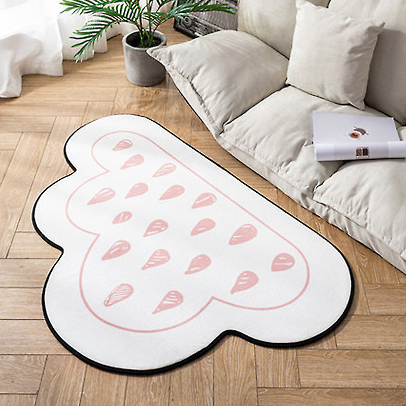 Tapis de motif nuage blanc avec taches de nouveauté en polyester