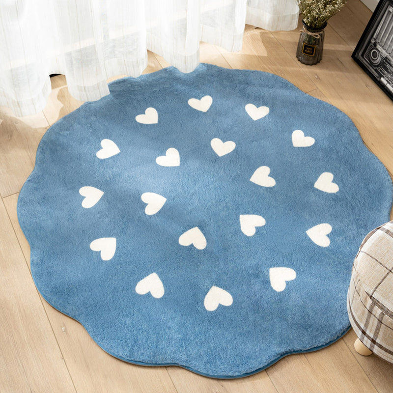 Nordic Heart Pattern Rug Polyester Rug Non-Slip Backing Washable Pet Friendly Carpet for Home