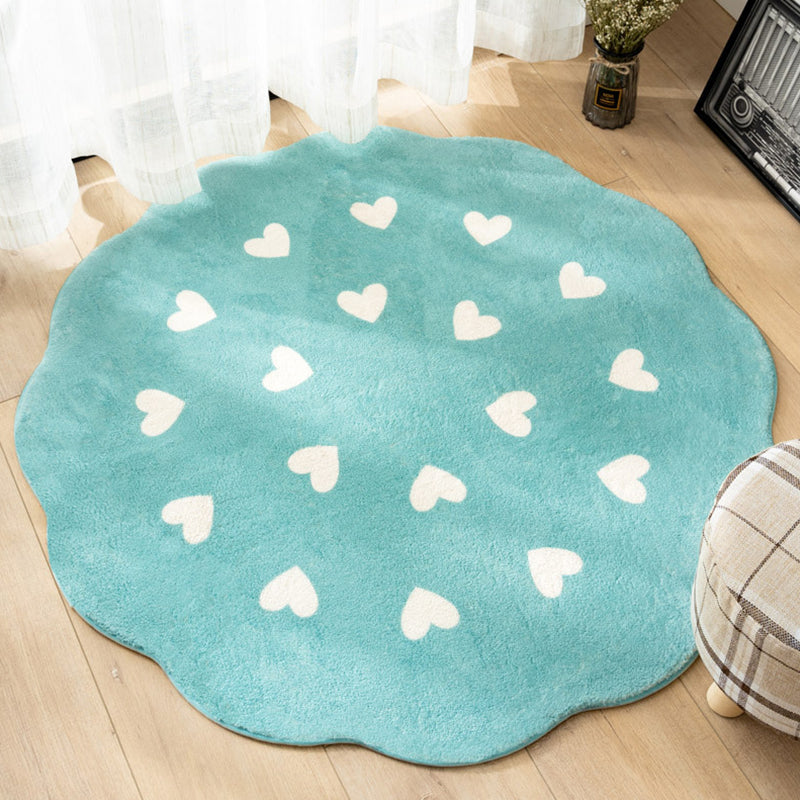 Nordic Heart Pattern Rug Polyester Rug Non-Slip Backing Washable Pet Friendly Carpet for Home