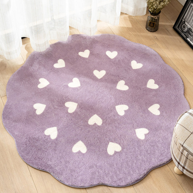 Nordic Heart Pattern Rug Polyester Rug Non-Slip Backing Washable Pet Friendly Carpet for Home
