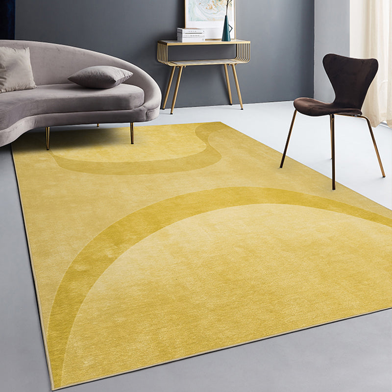 Grey and Yellow Abstract Rug Polyester Modern Rug Pet Friendly Washable Non-Slip Area Rug for Living Room