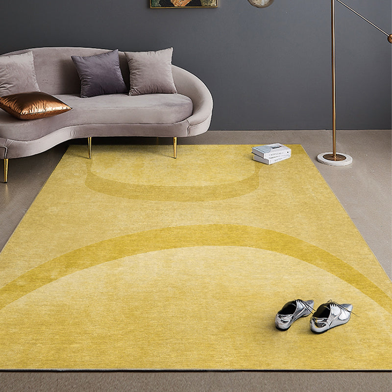 Grey and Yellow Abstract Rug Polyester Modern Rug Pet Friendly Washable Non-Slip Area Rug for Living Room