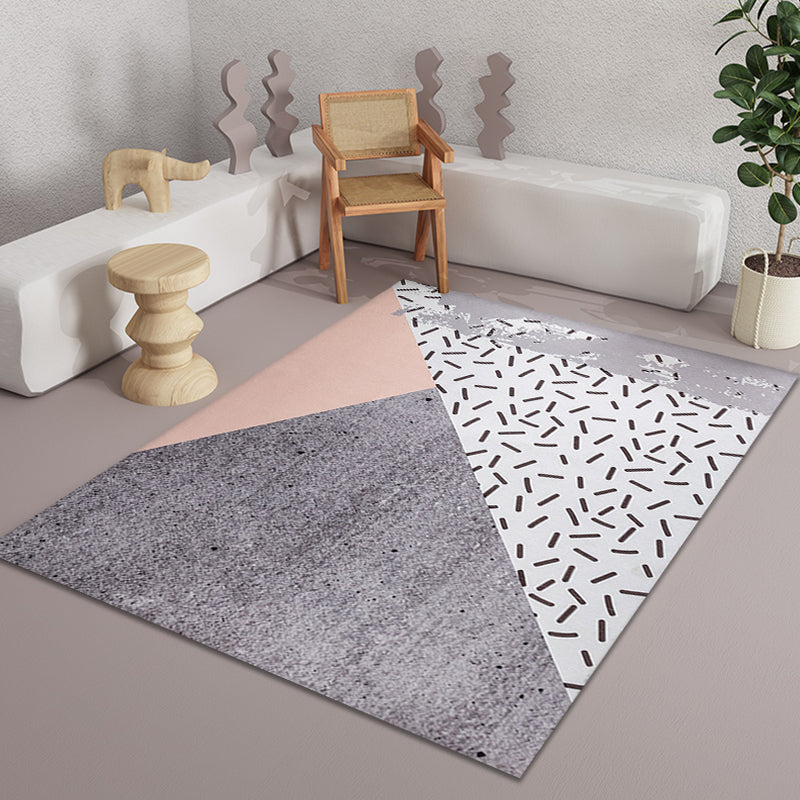 Pink and Beige Bedroom Rug Minimalist Abstract Rug Polyester Washable Anti-Slip Backing Pet Friendly Carpet
