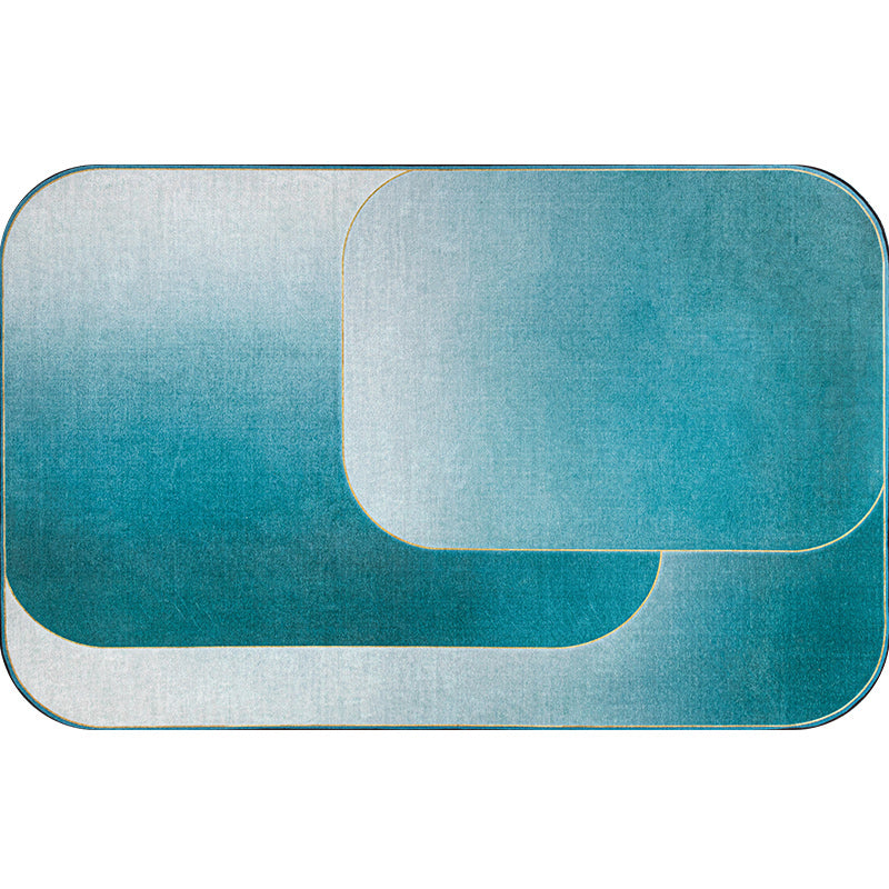 Modernist Ombre Pattern Rug Blue Polyester Rug Non-Slip Pet Friendly Washable Are Rug for Living Room