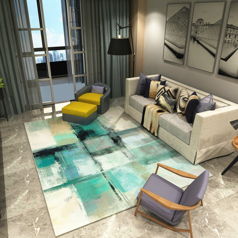 Multicolor Watercolor Pattern Rug Polyester Modern Rug Pet Friendly Washable Non-Slip Area Rug for Living Room