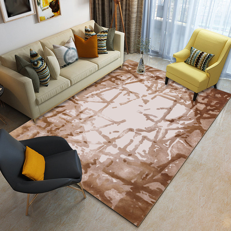 Multicolor Living Room Rug Minimalist Watercolor Pattern Rug Polyester Washable Anti-Slip Backing Pet Friendly Carpet