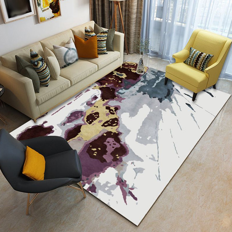Multicolor Living Room Rug Minimalist Watercolor Pattern Rug Polyester Washable Anti-Slip Backing Pet Friendly Carpet