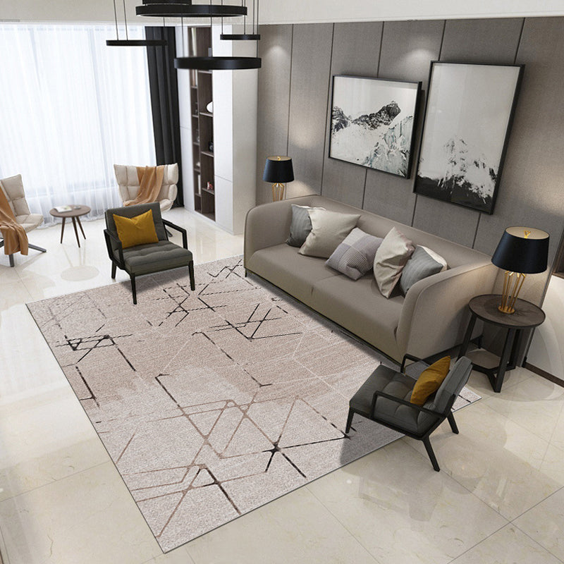 Multicolor Living Room Rug Minimalist Geometric Pattern Rug Polyester Washable Anti-Slip Backing Pet Friendly Carpet