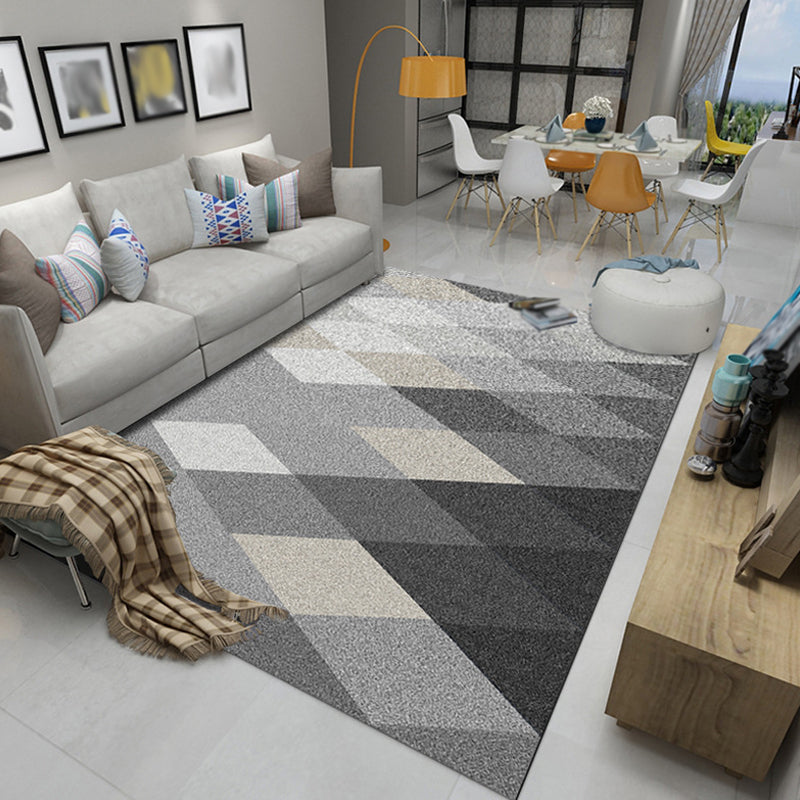 Modernist Geometric Pattern Rug Multicolor Polyester Rug Non-Slip Pet Friendly Washable Are Rug for Living Room