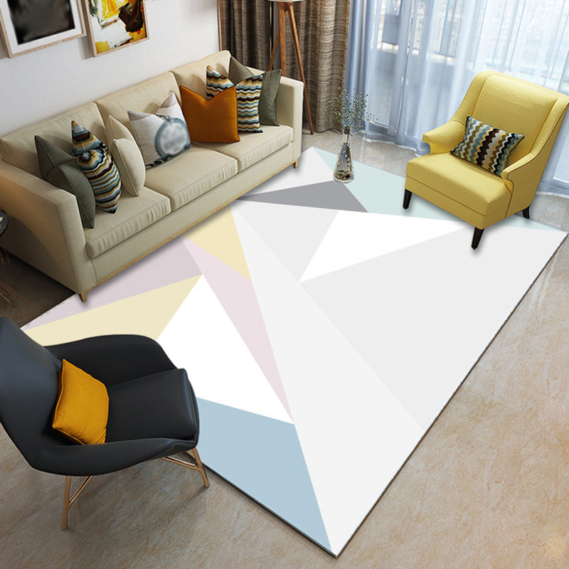Modernist Geometric Ogee Pattern Rug Multicolor Polyester Rug Non-Slip Pet Friendly Washable Are Rug for Living Room
