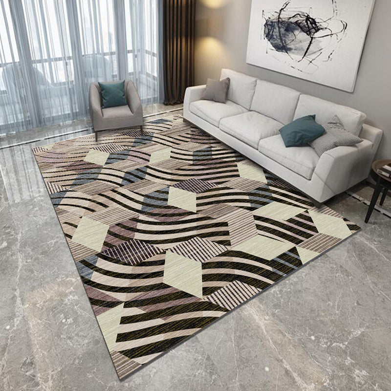 Funky Geometric Pattern Rug Multicolor Modernism Rug Polyester Pet Friendly Washable Non-Slip Area Rug for Bedroom