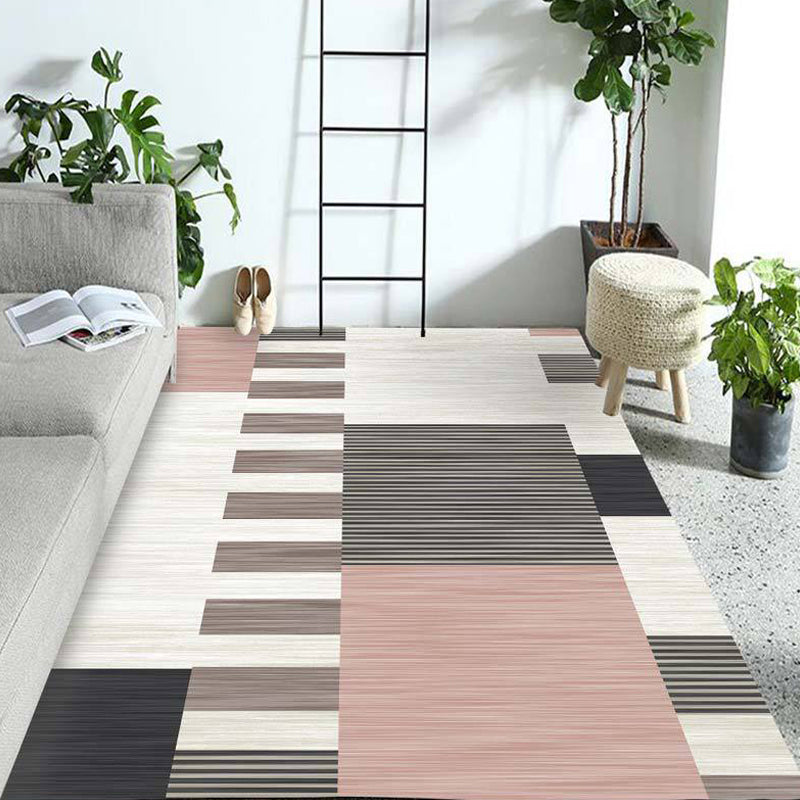 Multicolor Geometric Pattern Rug Polyester Rug Pet Friendly Washable Non-Slip Area Rug for Living Room