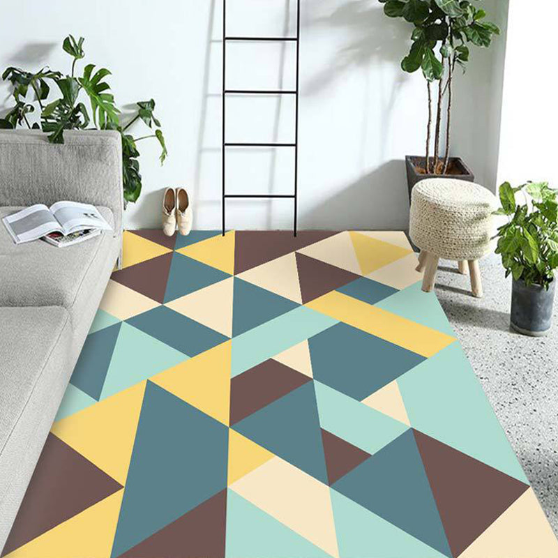 Multicolor Living Room Rug Contemporary Geometric Pattern Rug Polyester Washable Anti-Slip Backing Pet Friendly Carpet