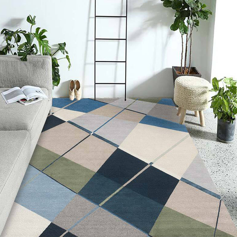 Multicolor Living Room Rug Contemporary Geometric Pattern Rug Polyester Washable Anti-Slip Backing Pet Friendly Carpet