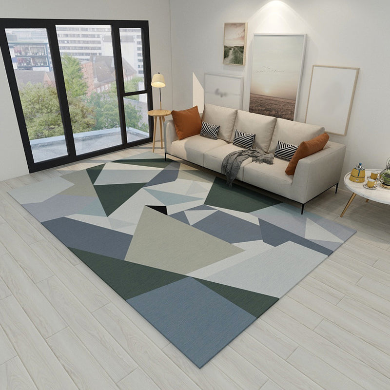 Modern Geometric Pattern Rug Multicolor Polyester Rug Non-Slip Pet Friendly Washable Are Rug for Living Room