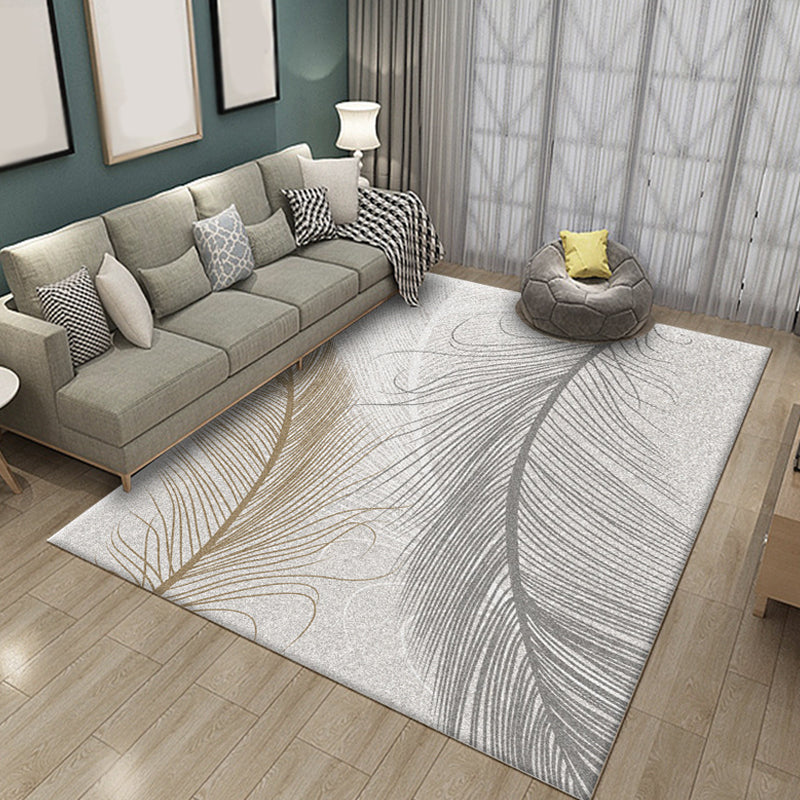 Multicolor Feather Pattern Rug Polyester Rug Pet Friendly Washable Non-Slip Area Rug for Living Room