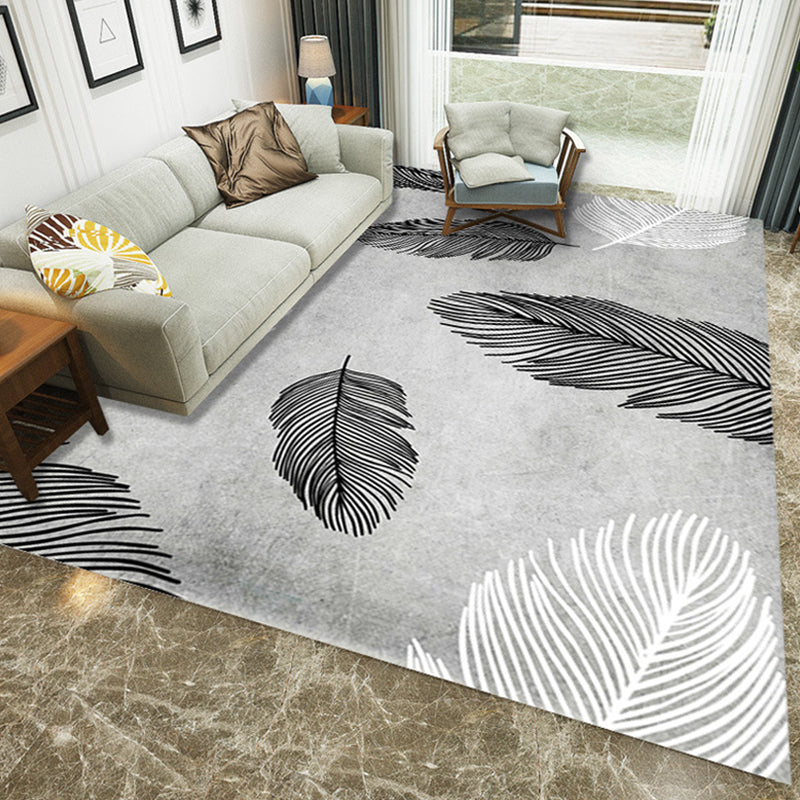 Multicolor Feather Pattern Rug Polyester Rug Pet Friendly Washable Non-Slip Area Rug for Living Room