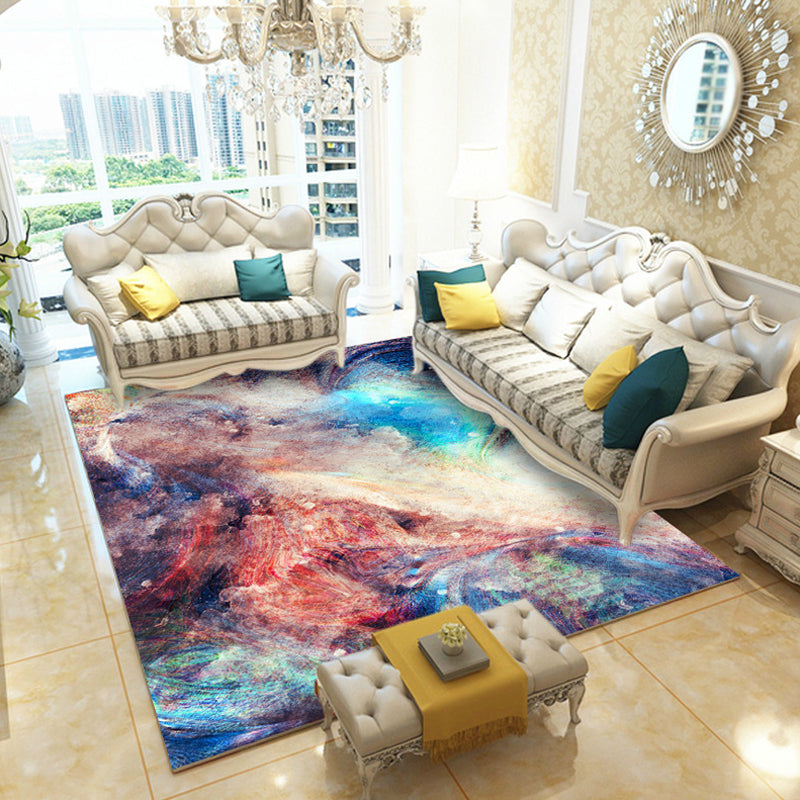 Multicolor Living Room Rug Minimalist Abstract Rug Polyester Washable Anti-Slip Backing Pet Friendly Carpet