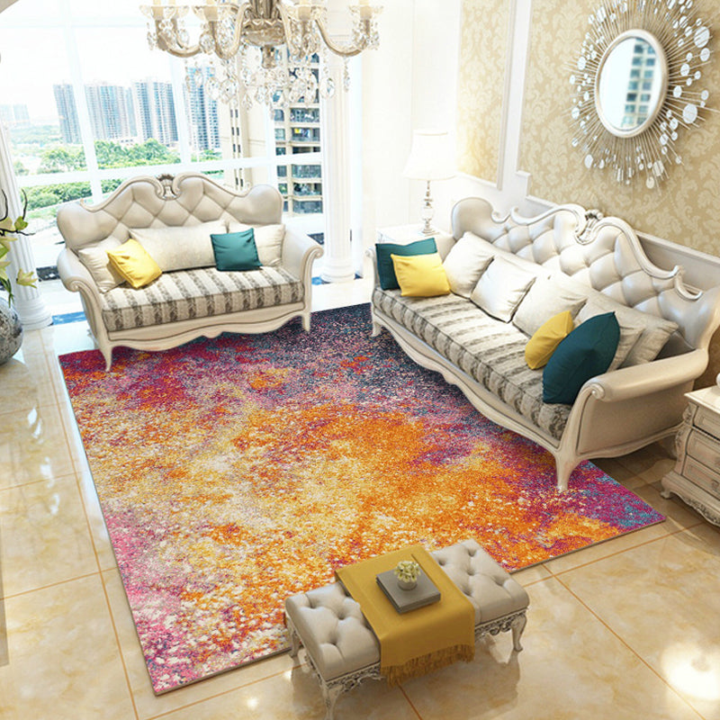 Multicolor Living Room Rug Minimalist Abstract Rug Polyester Washable Anti-Slip Backing Pet Friendly Carpet