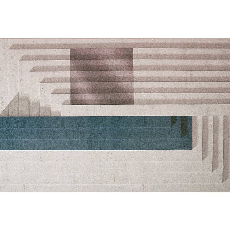 Creative Geometric Pattern Rug Brown Modernism Rug Polyester Pet Friendly Washable Non-Slip Area Rug for Bedroom