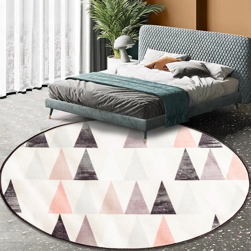 Funky Geometric Pattern Rug Pink Modernism Rug Polyester Pet Friendly Washable Non-Slip Area Rug for Bedroom