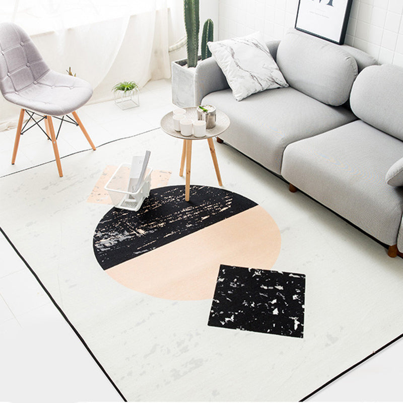 Modern Geometric Pattern Rug Grey Polyester Rug Non-Slip Pet Friendly Washable Are Rug for Living Room