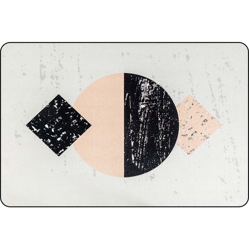 Modern Geometric Pattern Rug Grey Polyester Rug Non-Slip Pet Friendly Washable Are Rug for Living Room