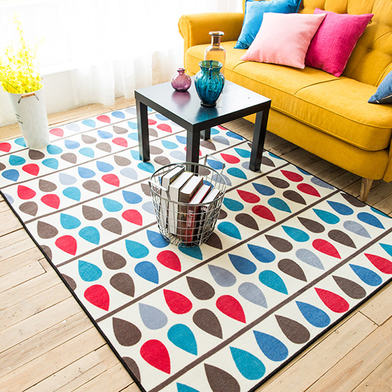 Multicolor Geometric Pattern Rug with Stripe Polyester Modern Rug Pet Friendly Washable Non-Slip Area Rug for Living Room