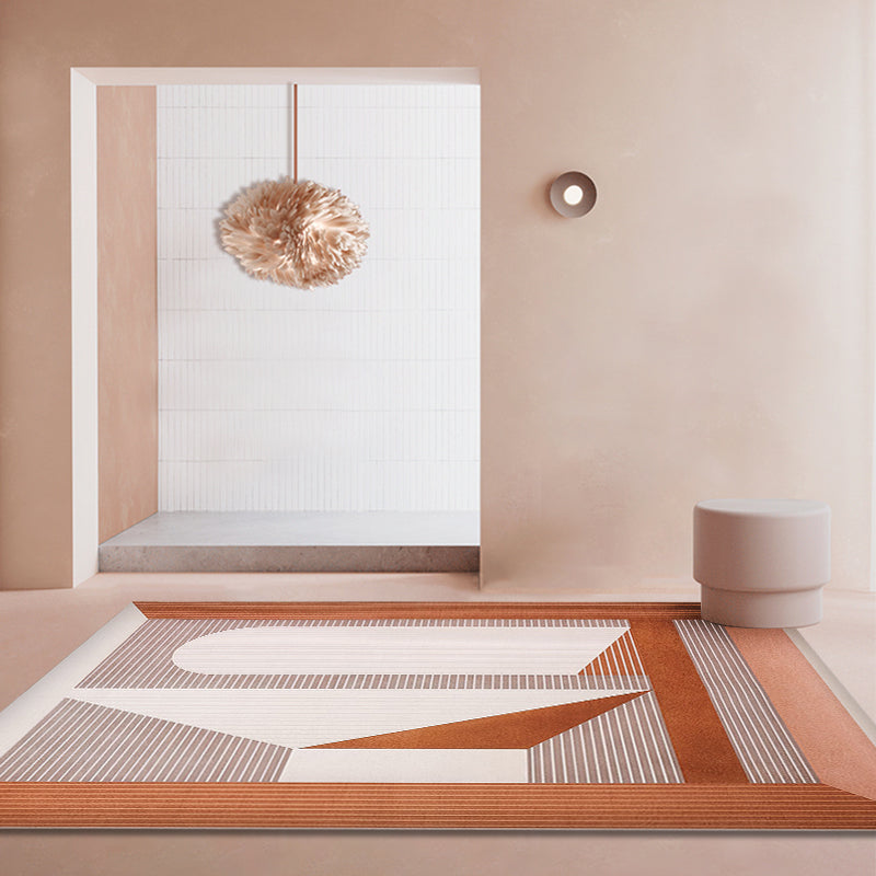Red Striped Pattern Rug Polyester Modern Rug Pet Friendly Washable Non-Slip Area Rug for Living Room