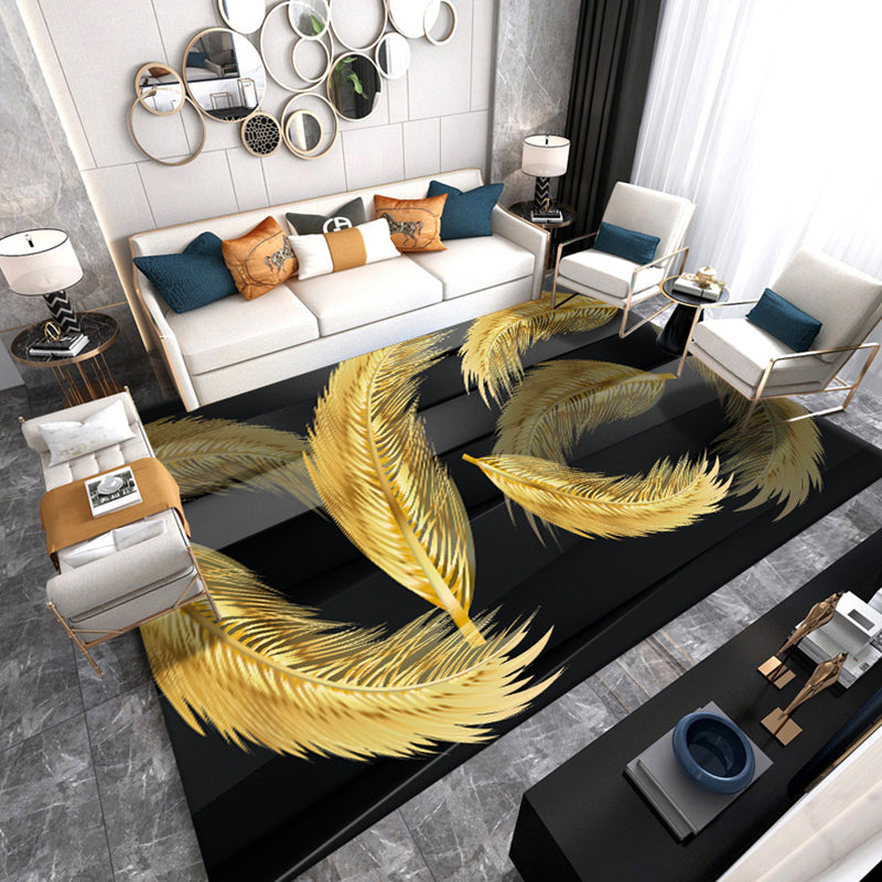 Fancy Feather Pattern Rug Multicolor Modernism Rug Polyester Pet Friendly Washable Non-Slip Area Rug for Bedroom