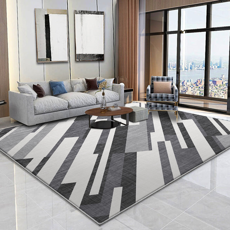 Multicolor Geometric Pattern Rug Polyester Contemporary Rug Pet Friendly Washable Non-Slip Area Rug for Living Room