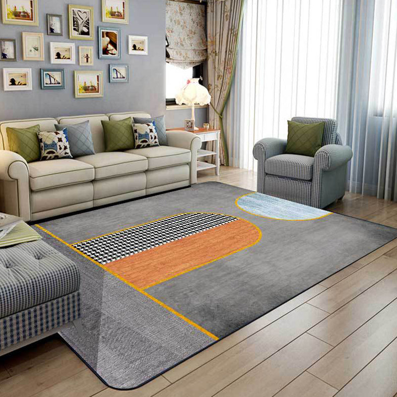 Grey Houndstooth Pattern Rug Polyester Minimalist Rug Pet Friendly Washable Non-Slip Area Rug for Living Room