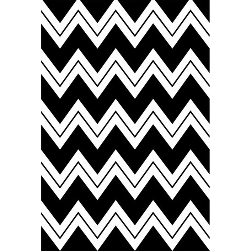 Stylish Geometric Pattern Rug Black and White Modern Rug Polyester Pet Friendly Washable Non-Slip Area Rug for Bedroom