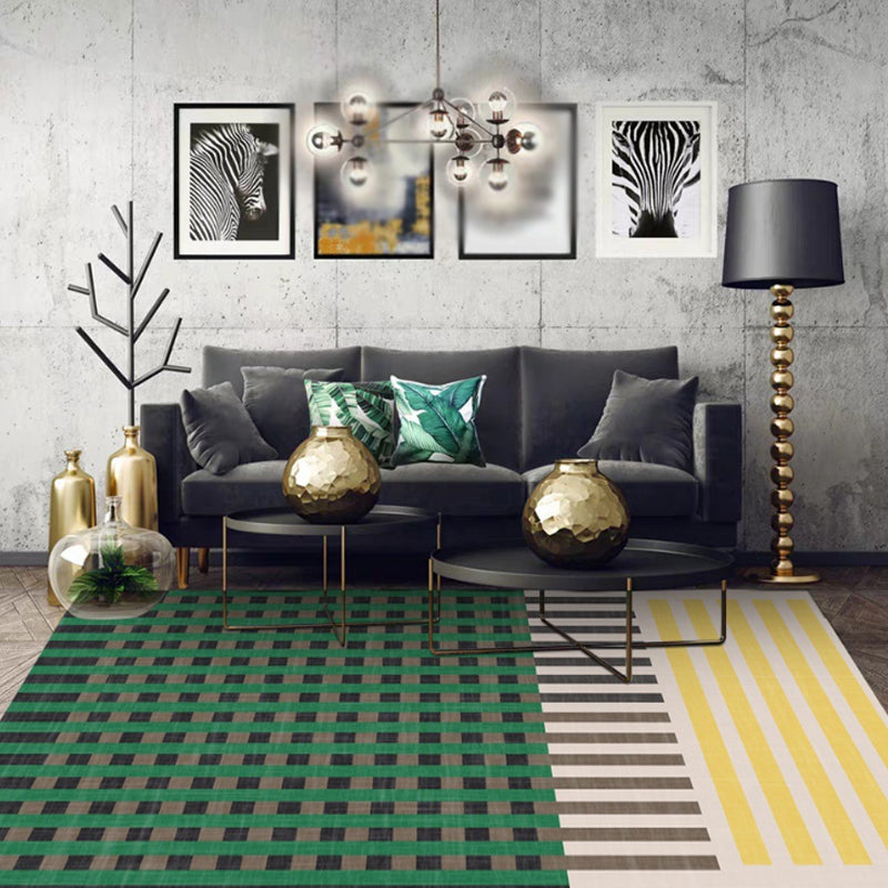 Stylish Geometric Pattern Rug Multicolor Modern Rug Polyester Pet Friendly Washable Non-Slip Area Rug for Bedroom