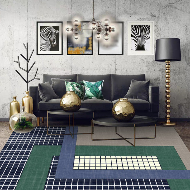 Stylish Geometric Pattern Rug Multicolor Modern Rug Polyester Pet Friendly Washable Non-Slip Area Rug for Bedroom