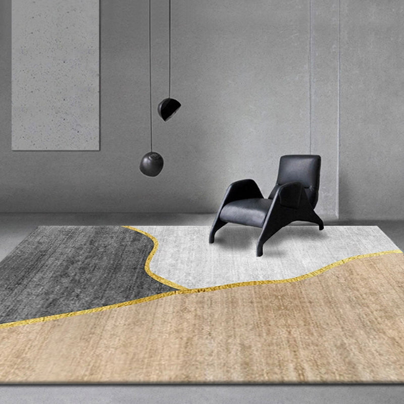 Multicolor Living Room Rug Modernism Colorblock Rug Polyester Washable Anti-Slip Backing Pet Friendly Carpet