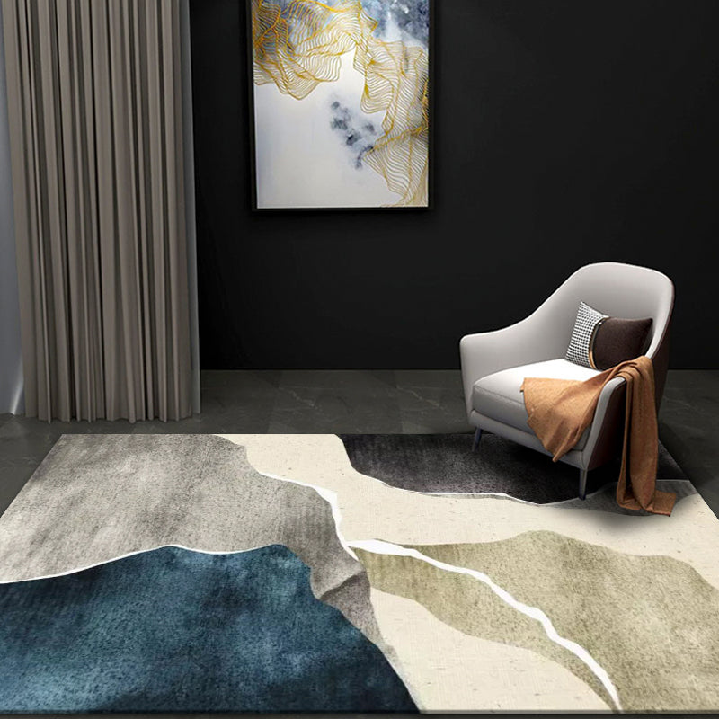 Creative Colorblock Rug Multicolor Modern Rug Polyester Pet Friendly Washable Non-Slip Area Rug for Bedroom