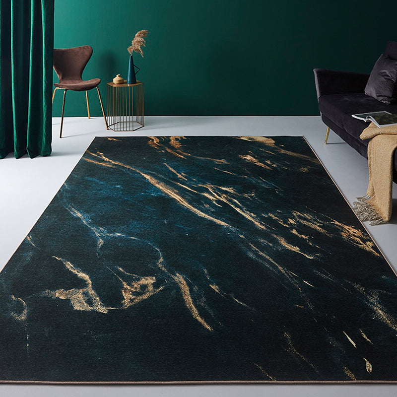 Yellow and Green Abstract Rug Chenille Modern Rug Pet Friendly Washable Non-Slip Area Rug for Living Room