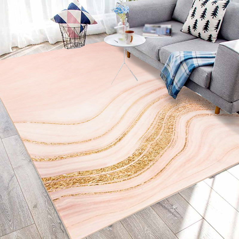 Yellow and Green Abstract Rug Chenille Modern Rug Pet Friendly Washable Non-Slip Area Rug for Living Room