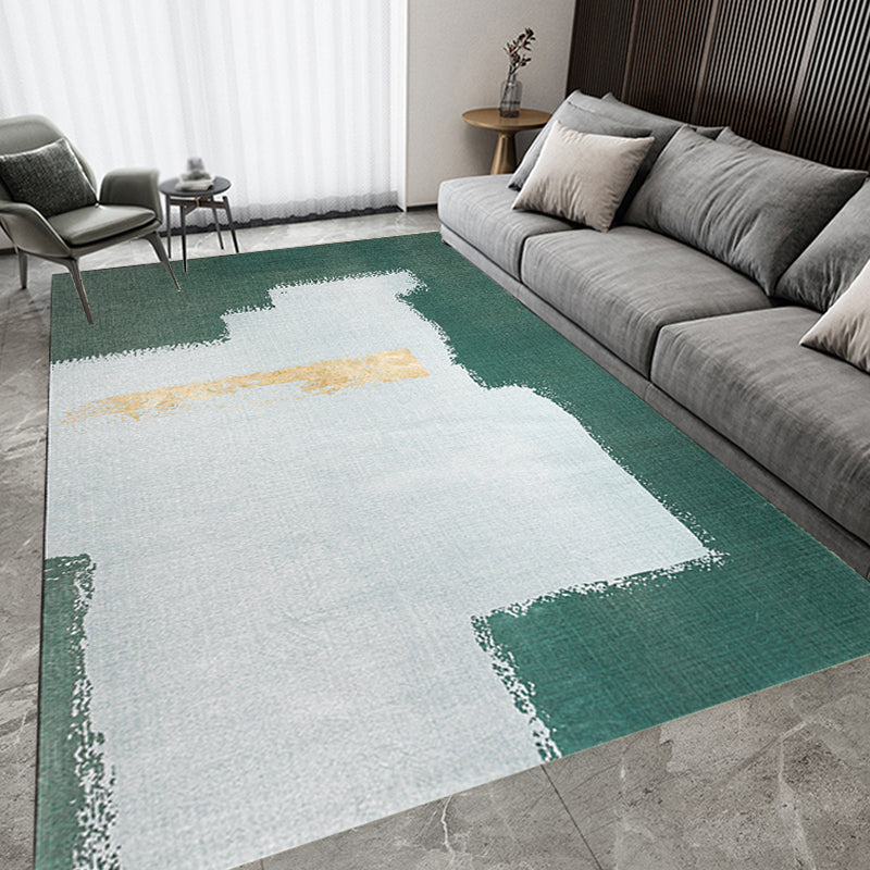 Yellow and Green Abstract Rug Chenille Modern Rug Pet Friendly Washable Non-Slip Area Rug for Living Room