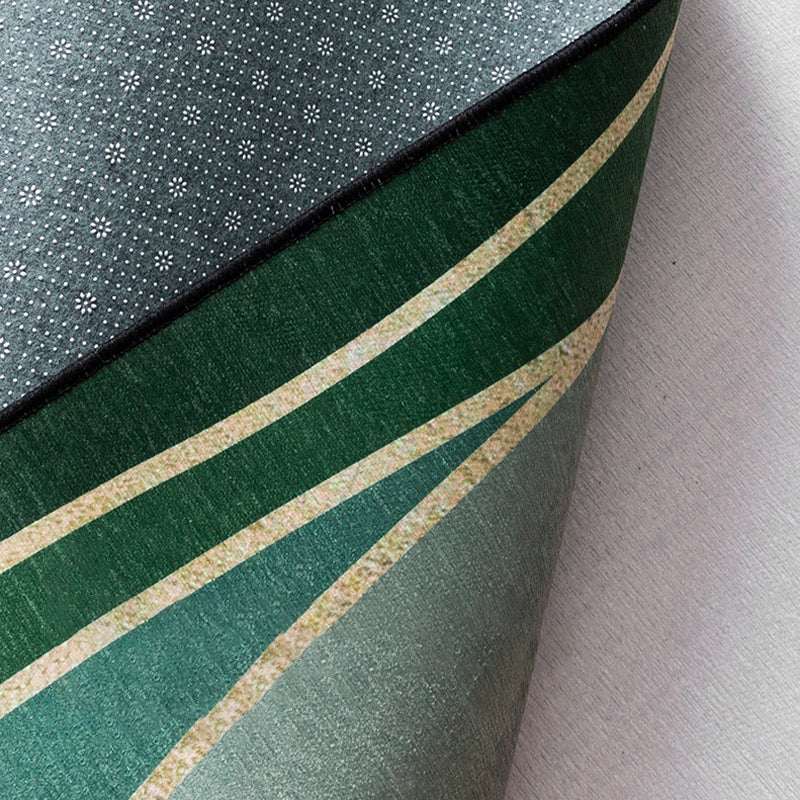 Modernism Abstract Rug Green Chenille Rug Non-Slip Pet Friendly Washable Area Rug for Bedroom