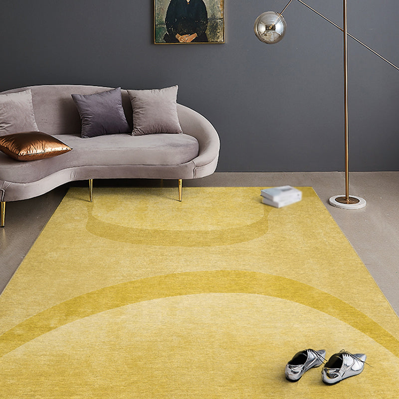 Yellow Living Room Rug Modernist Abstract Rug Chenille Washable Anti-Slip Backing Pet Friendly Carpet