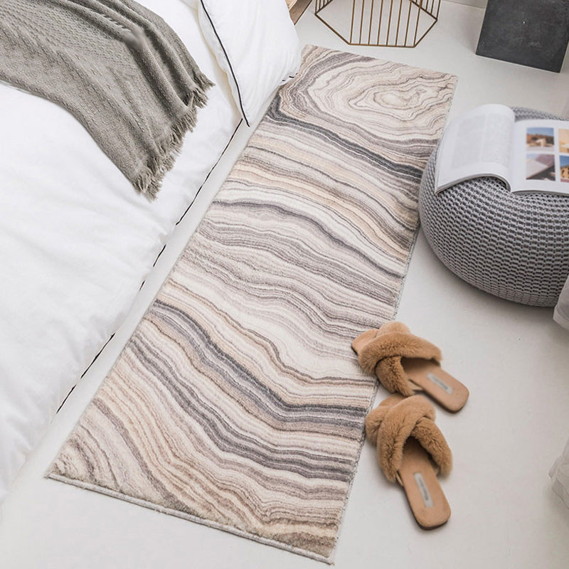 Modernism Swirl Stripe Pattern Rug Grey Polyester Rug Non-Slip Pet Friendly Washable Area Rug for Bedroom