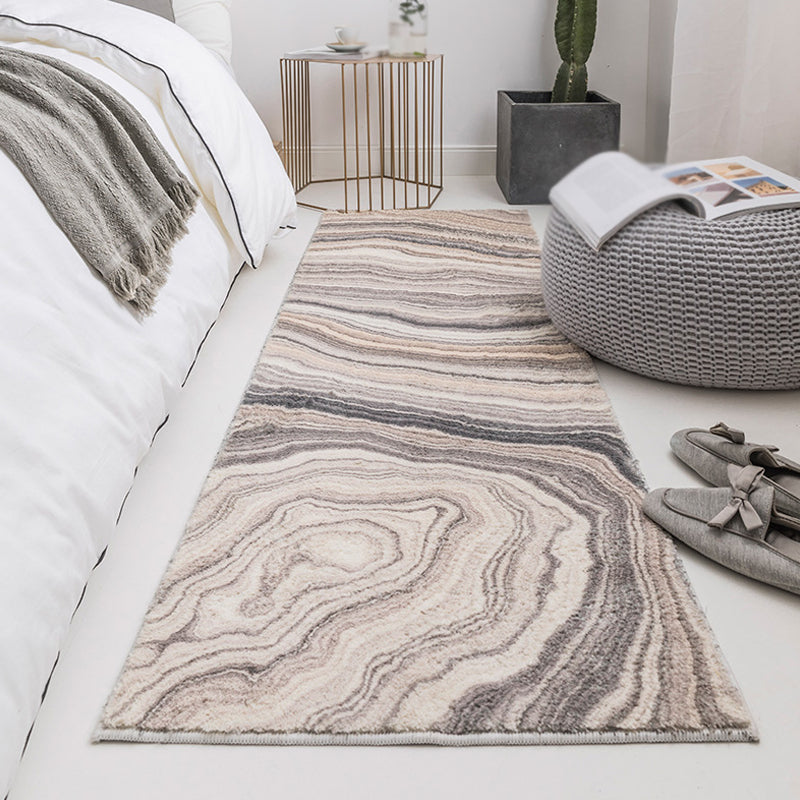 Modernism Swirl Stripe Pattern Rug Grey Polyester Rug Non-Slip Pet Friendly Washable Area Rug for Bedroom