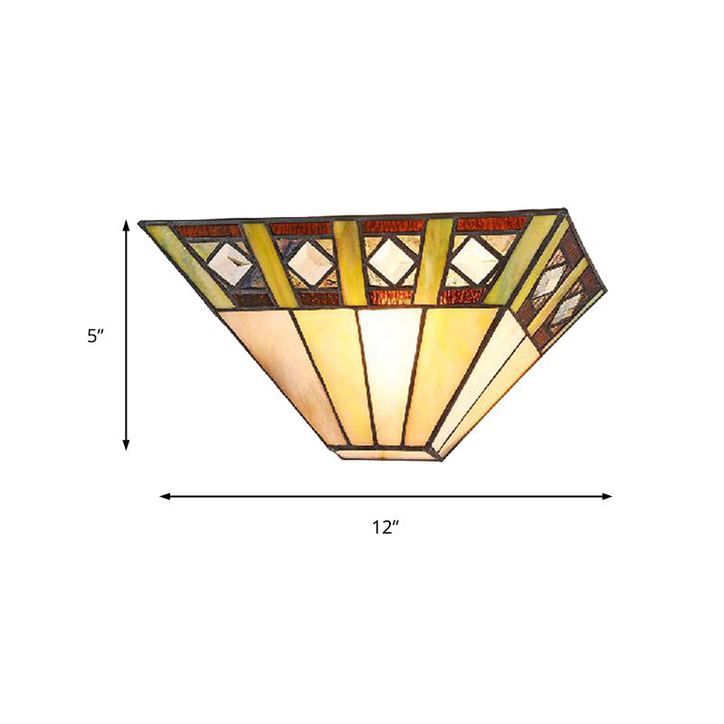 Mission Wall Mount Light with Trapezoid Shade Stained Glass 1 Bulb Sconce Light for Bedroom