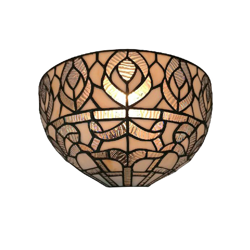 Mini Bowl Sconce Lighting with Peacock Tiffany Style 1 Light Stained Glass Wall Mount Light