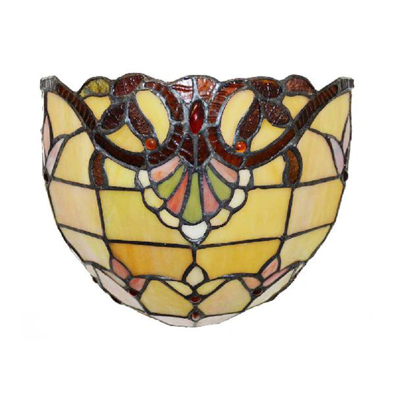 Victorian Wall Sconce Lighting with Bowl Shade Yellow Glass 1 Light Bedroom Wall Lamp
